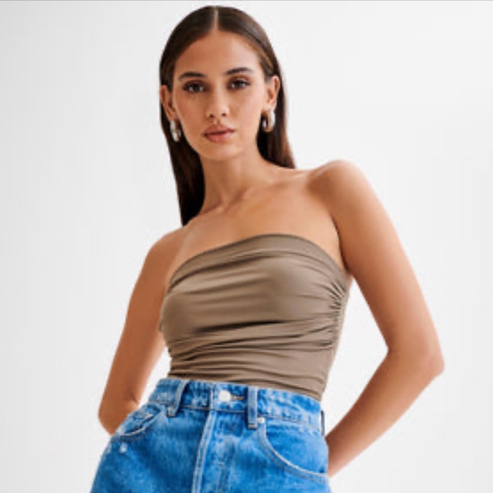 Meshki Romina Strapless Ruched Bodysuit